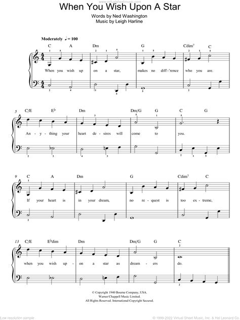 sheet music for when you wish upon a star